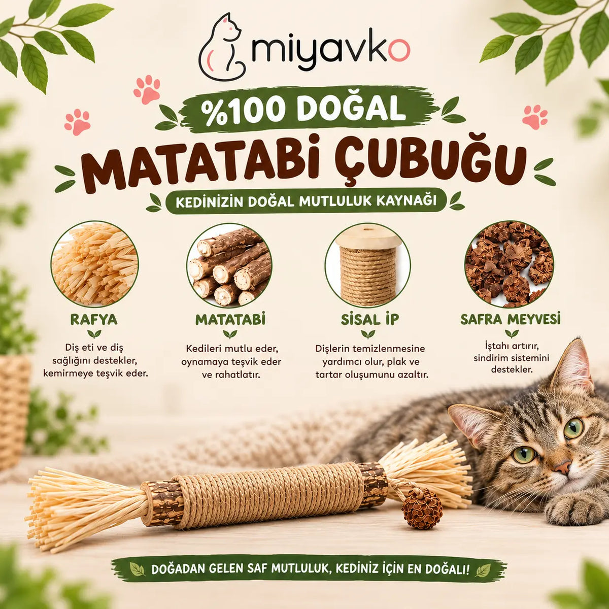 Miyavko™ Doğal Matatabi Çiğneme Çubuğu Miyavko